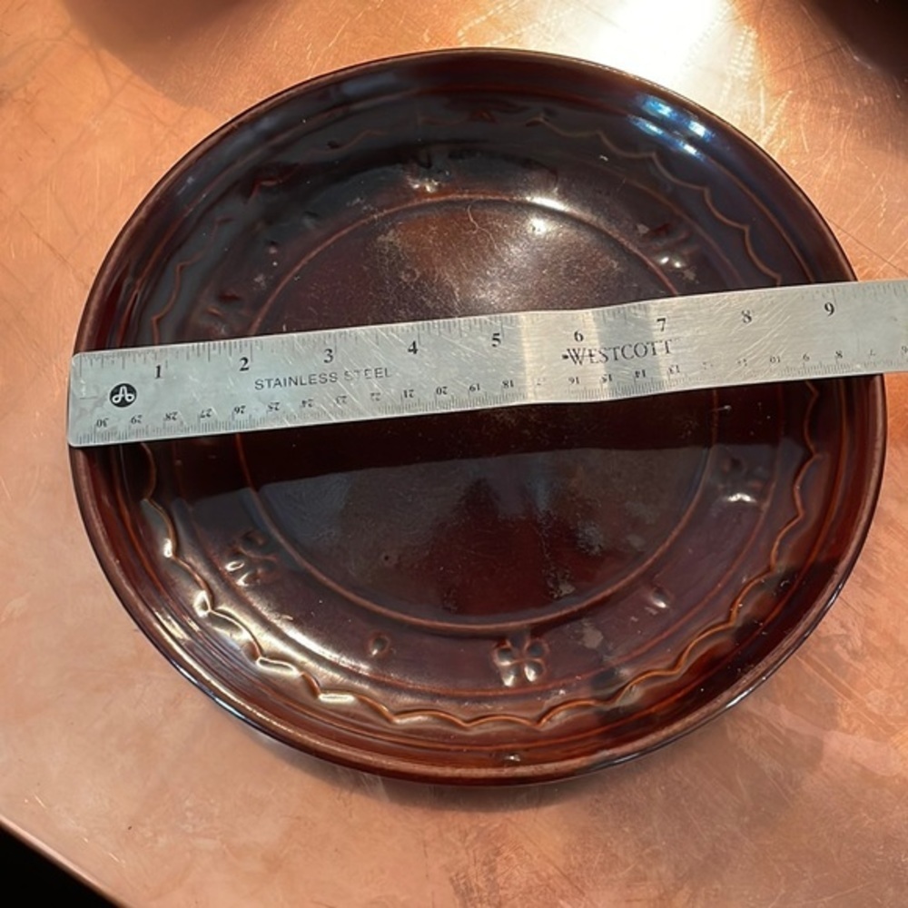 Vintage Mar-Crest Stoneware USA brown Stoneware plate Daisy and Dot pattern - Picture 3 of 3